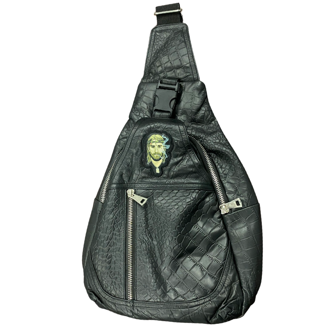 Black Croc Sling Bag
