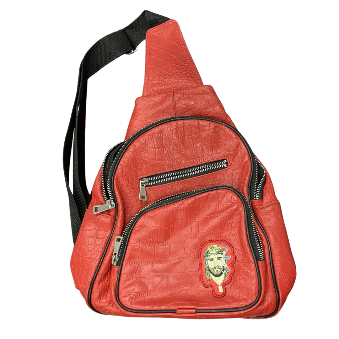 Fire Red Croc Sling Bag