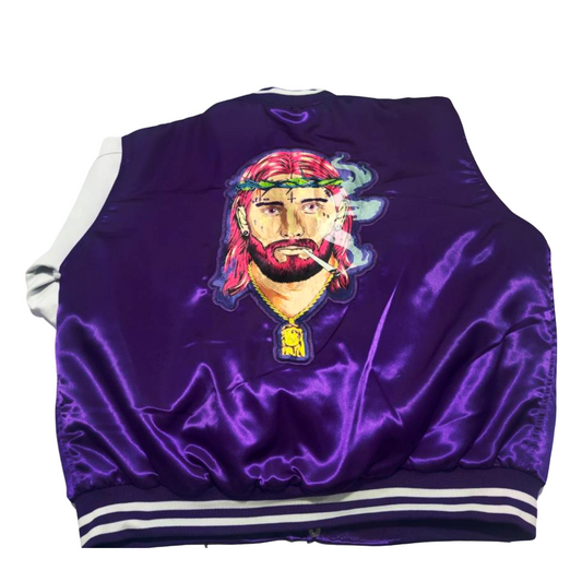 Signature Varsity Jacket - Purple & White