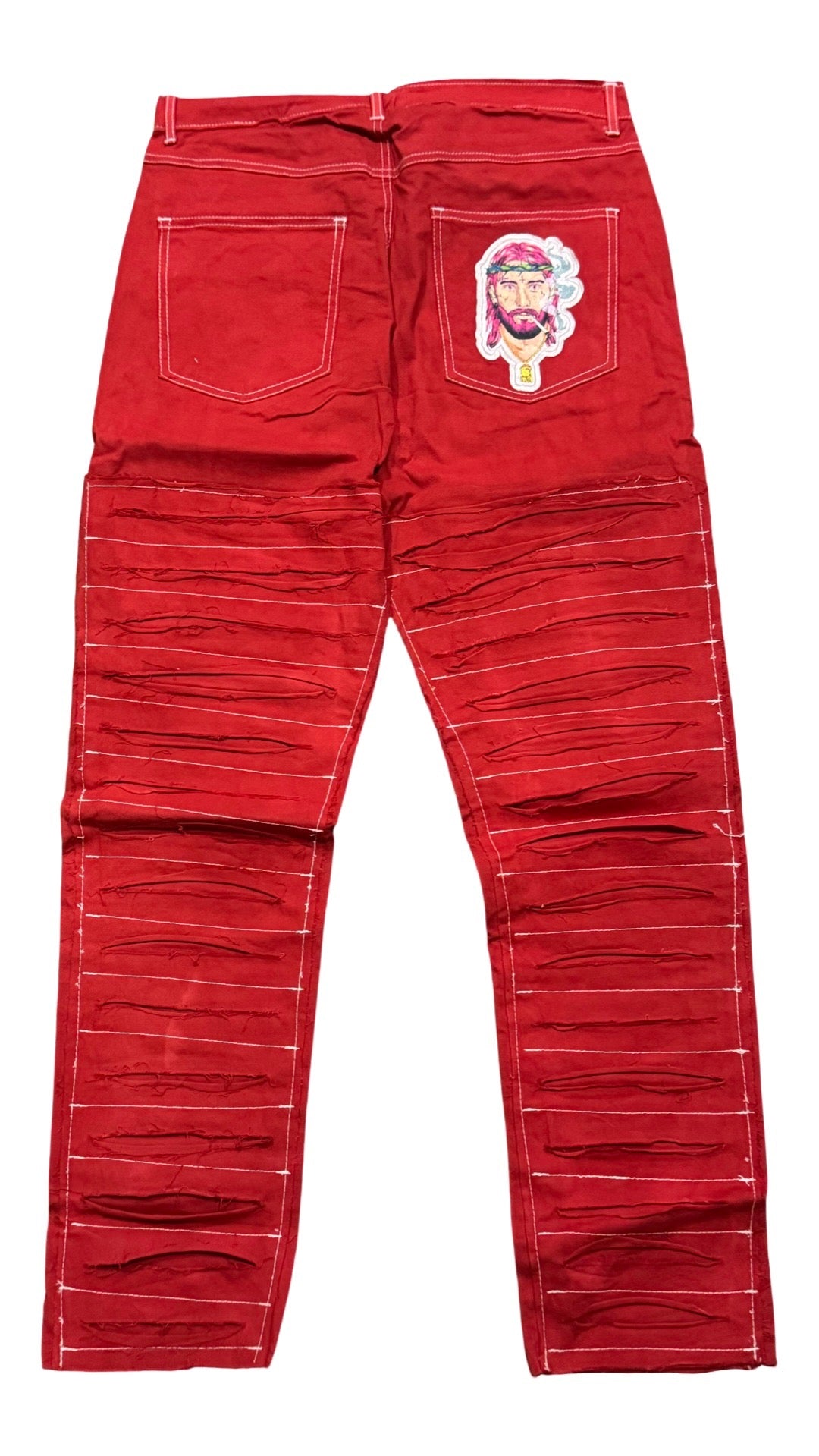 Holy Stitch Jeans - Red