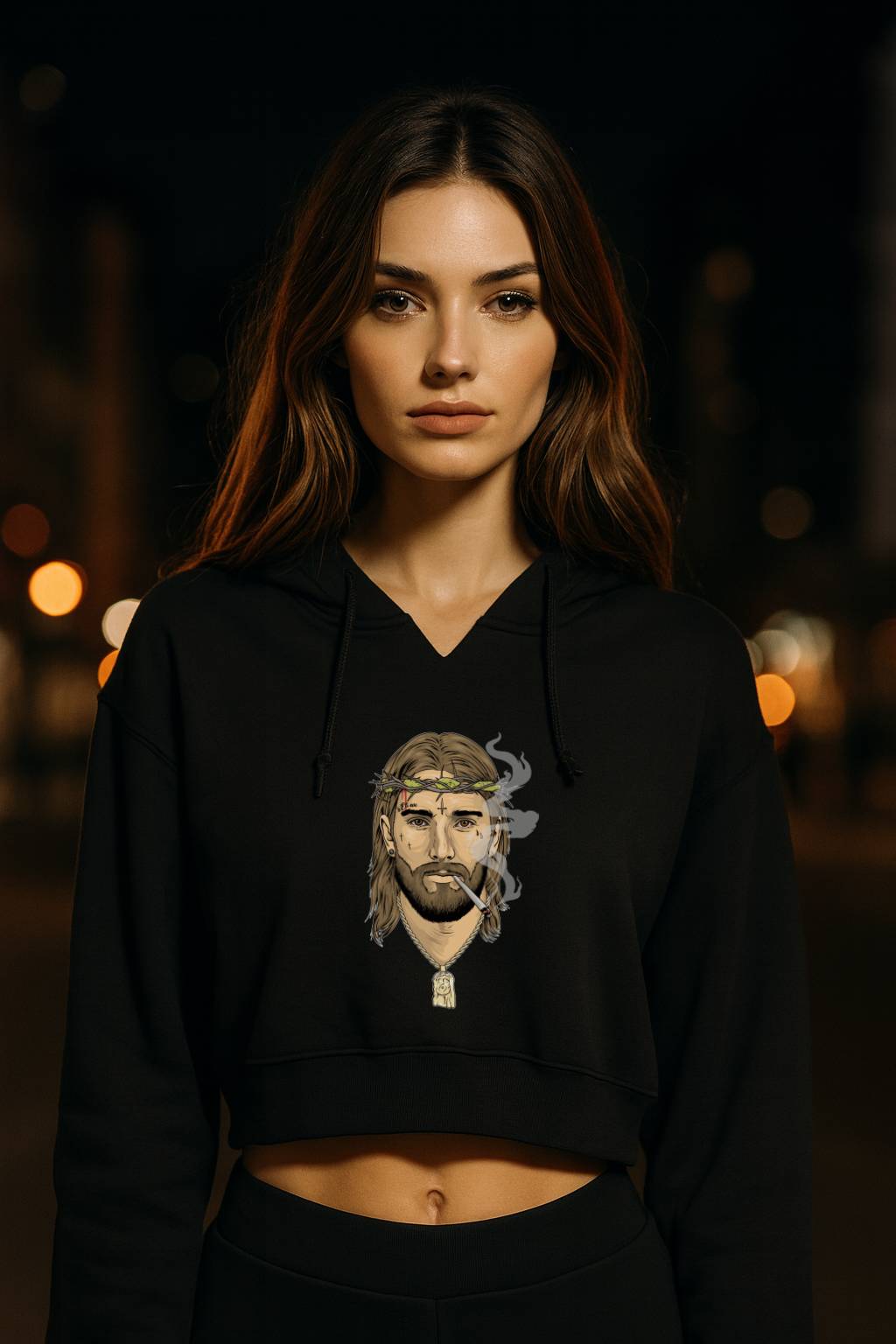 Classic Cropped Hoodie - Black