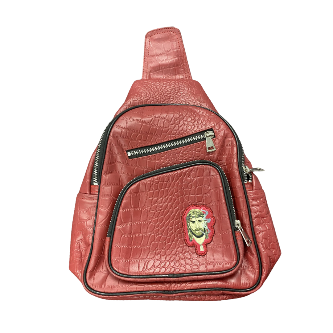Deep Red Croc Sling Bag
