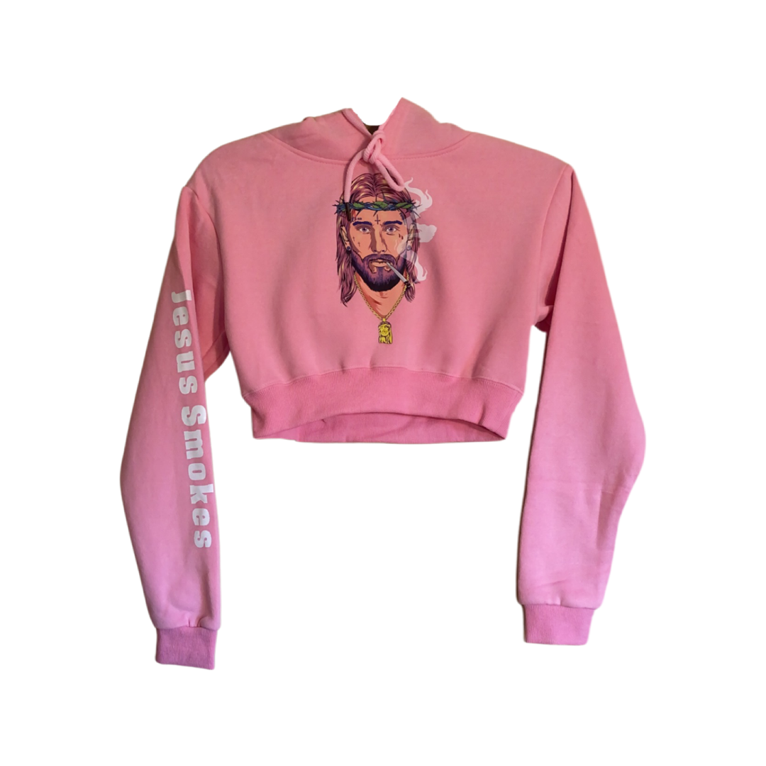 Classic Cropped Hoodie - Pink