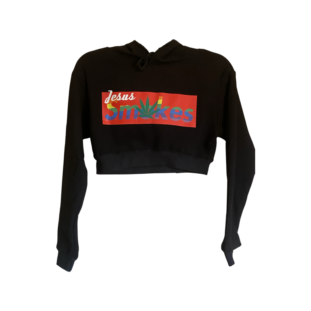Smokes Cropped Hoodie - Black