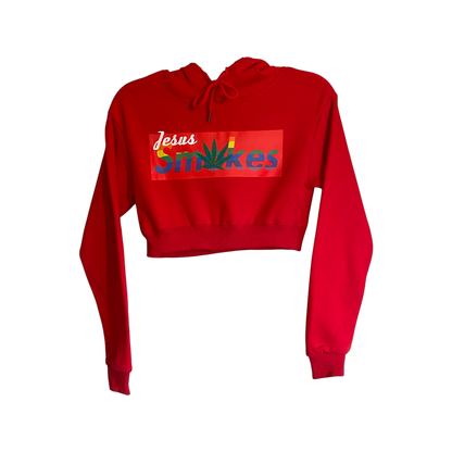 Smokes Cropped Hoodie - Red