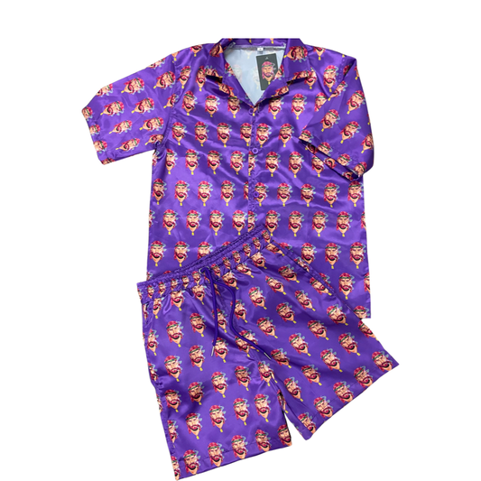 Satin Shirt & Short Combo - Purple