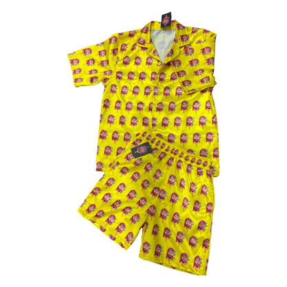 Satin Shirt & Short Combo - Yellow
