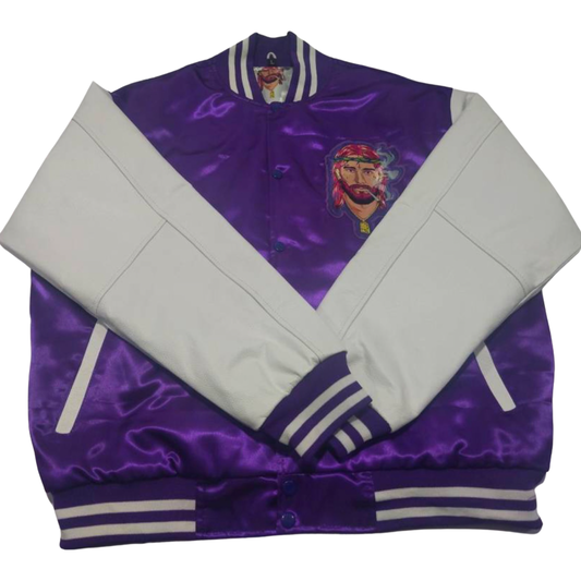 Signature Varsity Jacket - Purple & White