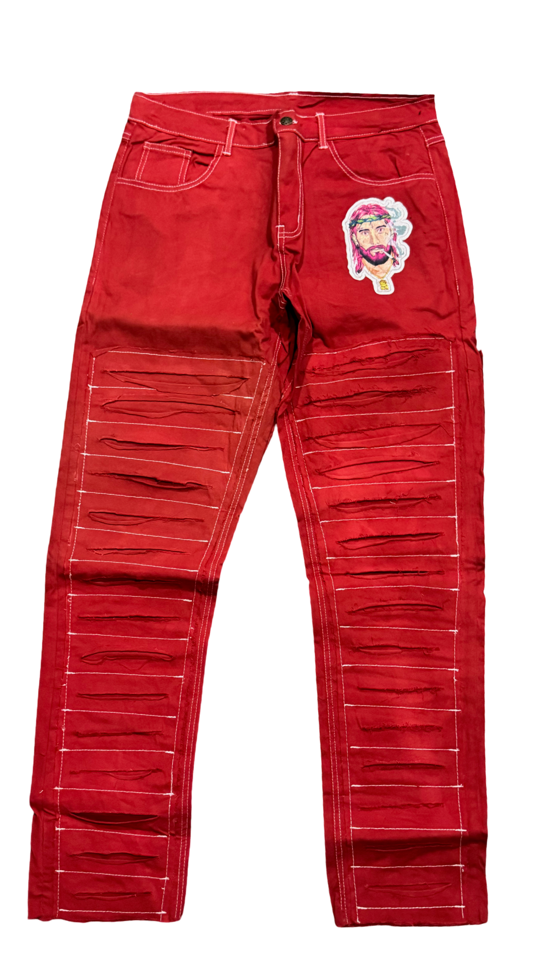 Holy Stitch Jeans - Red