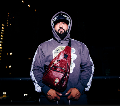 Deep Red Croc Sling Bag