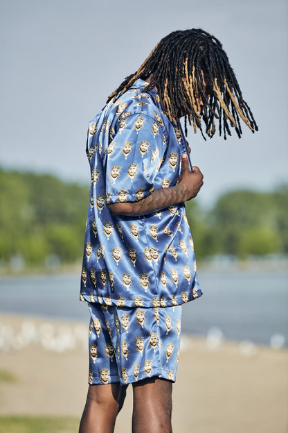 Satin Shirt & Short Combo - Orange