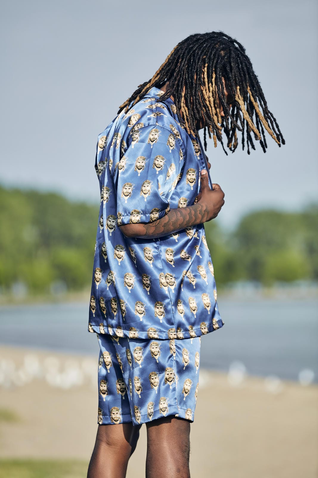 Satin Shirt & Short Combo - Black