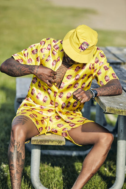 Satin Shirt & Short Combo - Yellow