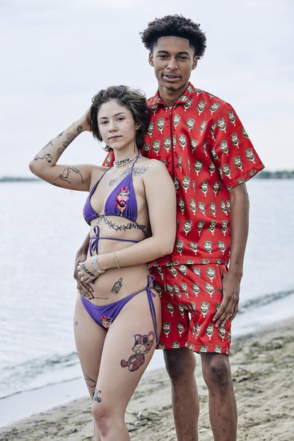 Satin Shirt & Short Combo - Yellow